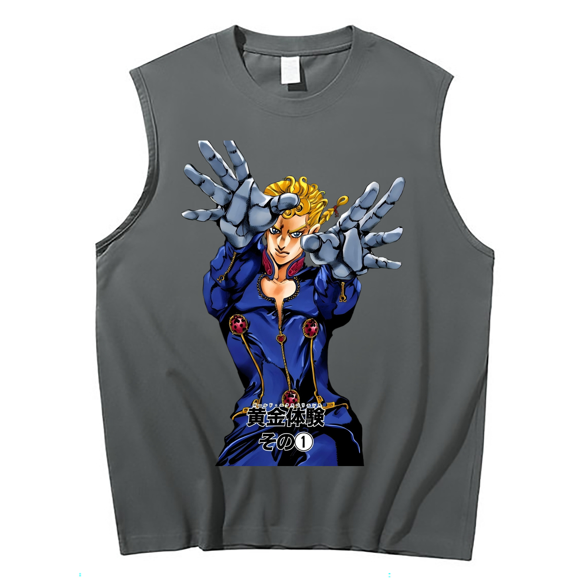 （画像用） ジョジョの奇妙な冒険 ジョルノ?ジョバァーナ JoJo's Bizarre Adventure Giorno Giovanna コットン100％タンクトップ（フロントプリント）